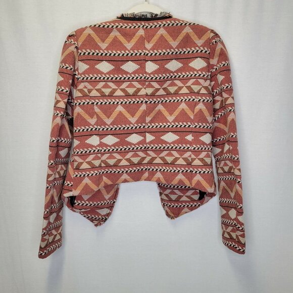 Maison Scotch Women's Size 3 Jacket Open Front Orange Red Padded Shoulders - Picture 2 of 6